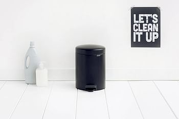 Brabantia Pedal Bin Newicon With Plastic Inner Bucket, Matt Black - 5 L