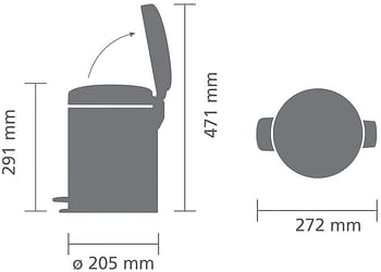 Brabantia Pedal Bin NewIcon مع دلو داخلي بلاستيكي، أسود مطفي - 5 L