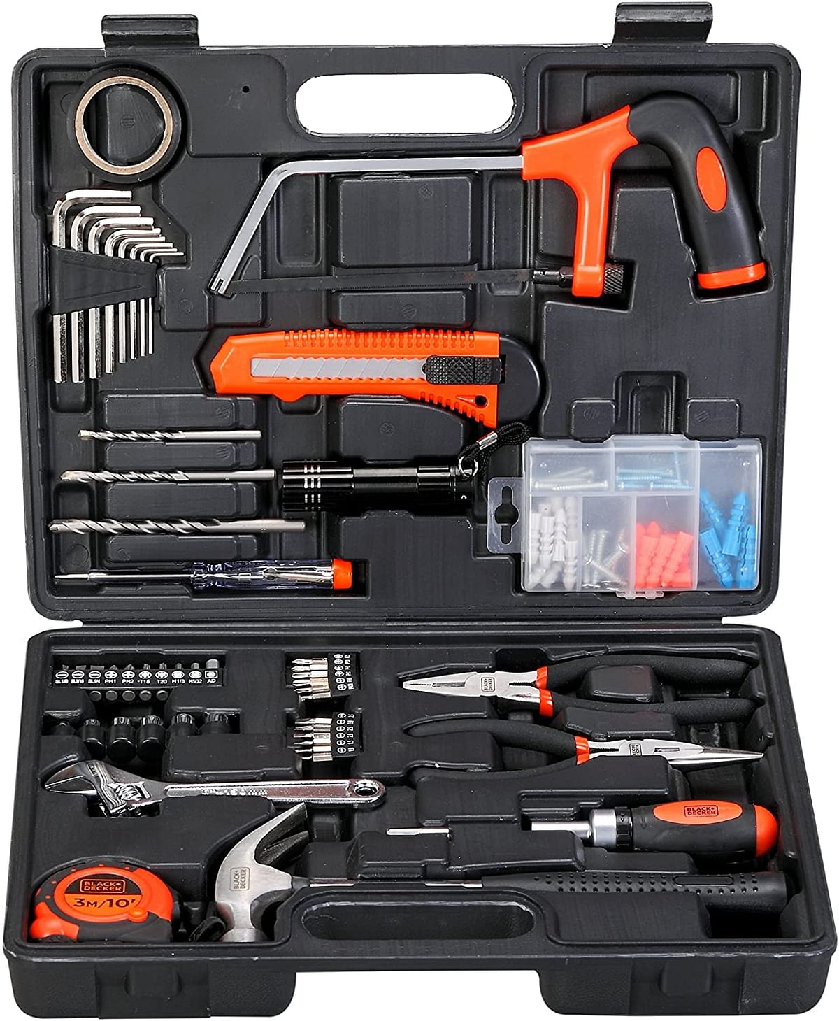 Black+Decker 108 Pieces Hand Tool Kitfor Home & Office, Orange/Black - Bmt108C, multicolor/one size