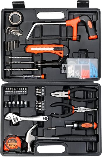 Black+Decker 108 Pieces Hand Tool Kitfor Home & Office, Orange/Black - Bmt108C, multicolor/one size