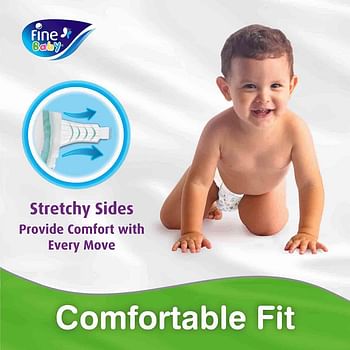 Fine Baby Diapers Size 3 (4 - 9 kg) Medium, 84 count(Pack of 2), Total 168 count, Mega pack - NEW Double Lock leak barriers/168/Size 3