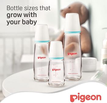 Pigeon Glass Nursing Bottle, Assorted, 4+ Months, 240 ml, Clear