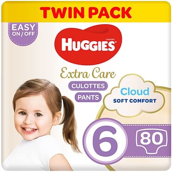 Huggies Extra Care, Size 6, Jumbo Pack, 80-2 * 40 twin pack Diaper Pants