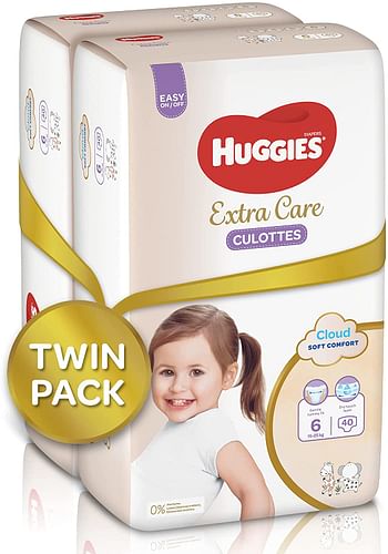 Huggies Extra Care, Size 6, Jumbo Pack, 80-2 * 40 twin pack Diaper Pants