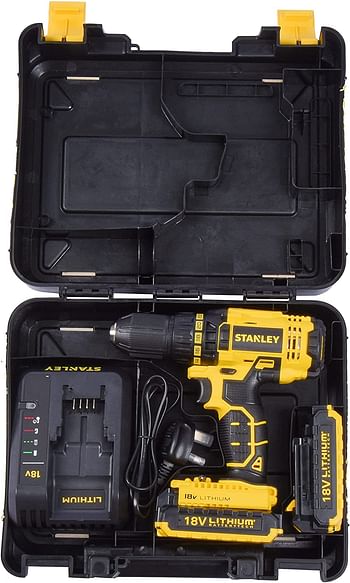 Stanley Power Tool,Cordless 18V 1.5Ah Li-Ion Drill Driver Kit Box,SCD20S2K-B5 Multicolor