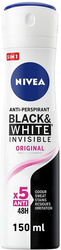 Nivea Black & White Invisible Original, Antiperspirant For Women, Spray 150ml