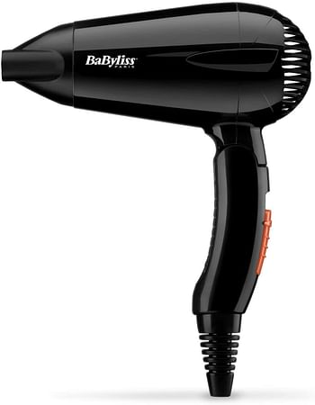 BaByliss Hair Dryer, Powerful 2000w Drying Performance With Dual Voltage For Travel Convenience, 2 Heat And Speed Settings With Fast Drying Time, Lightweight And Portable Design, 5344SDE - Black