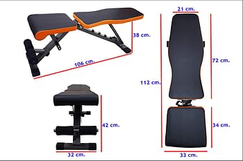 SKY LAND weight Bench (Multifunctional And Adjustable) For Home Gym Workouts Black, EM-1853 Unisex Adult L 112 x W 33 X H 41 cm