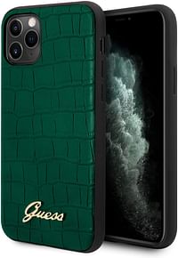 Guess PU Croco Print Case with Metal Logo for iPhone 11 Pro - Dark Green