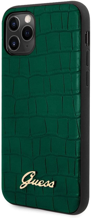 Guess PU Croco Print Case with Metal Logo for iPhone 11 Pro - Dark Green
