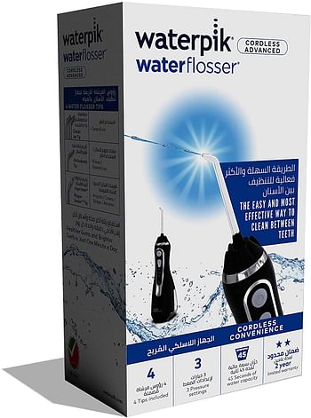 Waterpik Cordless Advanced Water Flosser - Black Wp-562Me, Black