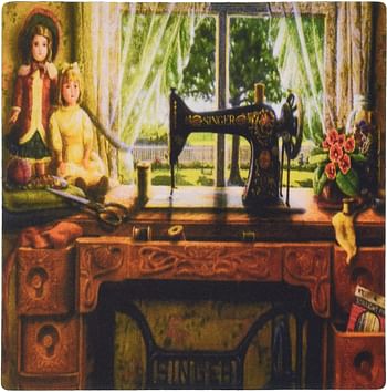3dRose LLC 8 x 8 x 0.25 Inches Mouse Pad, Image of 1899 Singer Sewing Machine in Country Room (mp_100349_1) Multicolor