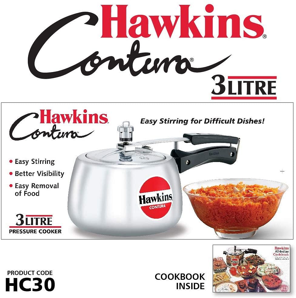 Hawkins Contura Aluminium Pressure Cooker 3 Liters/Silver