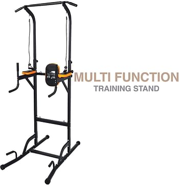 Sky Land Pro Home Workout Steel Power Towermultifunction Adjustable Height Station For Dip Stand, Pull & Push Upsup To 130 Kgs User Weightem 1841, Black, EM-1841
