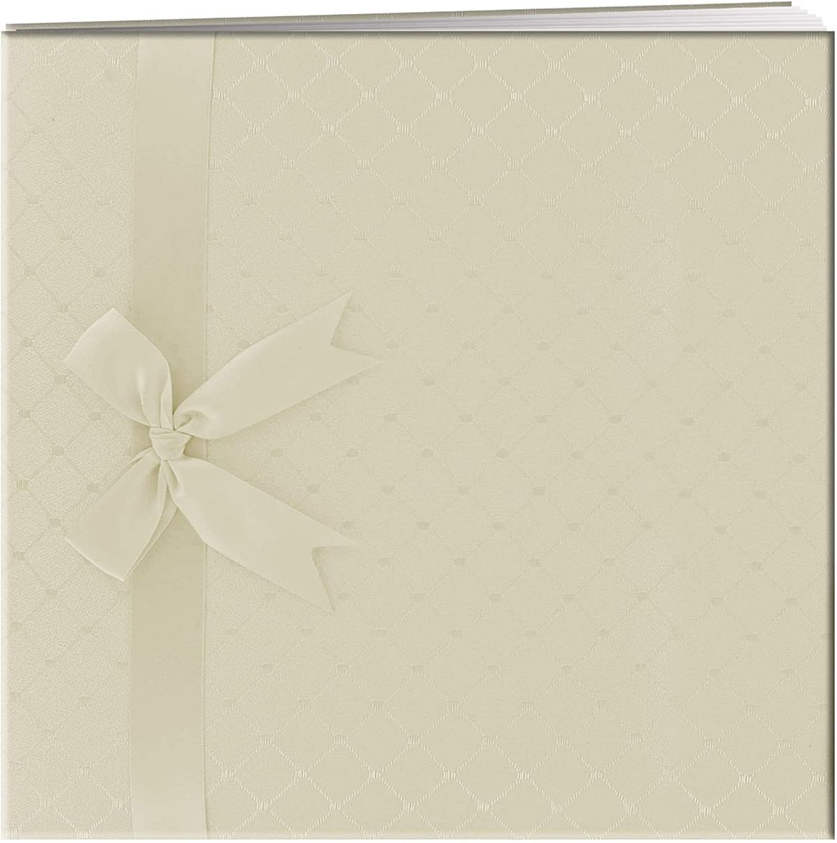 Pioneer MB-10FDR 12 Inch by 12 Inch Postbound Diamond Pattern Fabric Cover Memory Book, Ivory