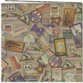 Pioneer MB10MAP-T 12-Inch by 12-Inch Travel Postbound Album with Photo Window, Travel Stickers/12x12 Inch/Multicolour