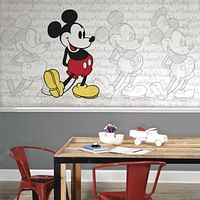 RoomMates JL1404M Mickey Mouse - Classic Mickey Water Activated Removable Wallpaper Mural - 10.5 ft. x 6 ft.