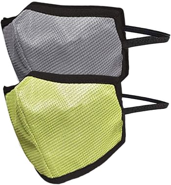 Swayam Reusable 4-Layers Outdoor Protective Face Mask-Pack of 2(Gray/Green)