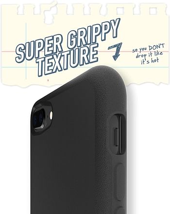 جراب رفيع لهاتف iPhone 8 Plus / 7 Plus من Smartish - Gripmunk [خفيف الوزن + واقي] غطاء رفيع لهاتف Apple iPhone 7 Plus / 8 Plus (حريري) - أسود Tie Affair