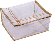Fun Homes Bow Design 7"inch Transparent Saree Cover/Clothes Organiser For Wardrobe With Golden Border (Gold)-HS_38_FUNH21546