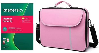Laptop bag, Datazone shoulder bag 15.6 inch with Kaspersky Internet Security 2 Devices With 1 Year License 2021 With English and Arabic Pink