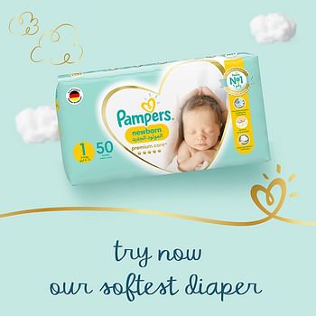 Pampers New Baby-Dry Diapers, Size 1, Newborn, 2-5kg, Giant Box, 172 Count White