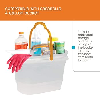 Casabella Cleaning Handle Bucket, Clear/Silver Rectangular Storage Caddy, Graphite, 4 Gallons, Translucent