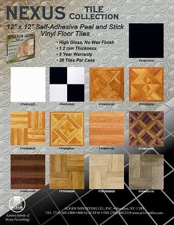 Achim Home Furnishings FTVWD20420 Nexus 12-Inch Vinyl Tile, Wood, 12" W x 12" L x 1.2mm T, Four Finger Square Parquet, 20 Sq Ft