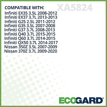 فلتر هواء لمحرك ممتاز ECOGARD XA5824 يناسب Infiniti G37 3.7L 2008-2013، G35 3.5L 2007-2008، QX50 3.7L 2014-2017، EX35 3.5L 2008-2012، G25 2000 2.5L 2.5L 11-2012, Q60 3. 7L 2014-2015, Q40 3. 7L 2015