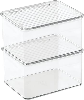 Idesign Kitchen Binz Bpa-Free Plastic Stackable Organizer Box With Lid - 6.75In X 5.75In X 3.75In , Clear
