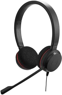 Jabra Evolve 20 Stereo Headset – Wired Headphones for VoIP Softphone with Passive Noise Cancellation – USB-Cable with Controller – Black Evolve 20