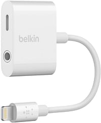 Belkin Audio & Charge Rockstar 3.5 mm iPhone Adapter (iPhone Aux Adapter, iPhone Charging Adapter for iPhone 11, 11 Pro, 11 Pro Max, XS, XS Max, XR, 8, 8 Plus and More) - White, F8J212BT