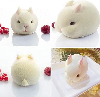 6 Even Silicone Rabbit Bunny Mousse Cake Mold 3D Animal Modeling Candy Molds DIY Cake Decorative Baking Tools for Chocolate, Soap, jello, Candy, Fondant, Crayon, Lotion Bar French Dessert Cake Topper