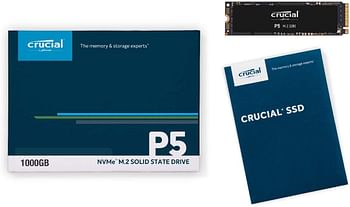 Crucial P5 1 TB CT1000P5SSD8 Internal Solid State Drive-up to 3400 MB/s (3D NAND, NVMe, PCIe, M.2, 2280SS), Black