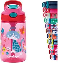 Contigo Kids Water Bottle Gizmo Flip Butterfly Sprinkles Autospout with Straw, BPA-free drinks bottle, leak-proof, ideal for kindergarten, school and sports, 420 ml