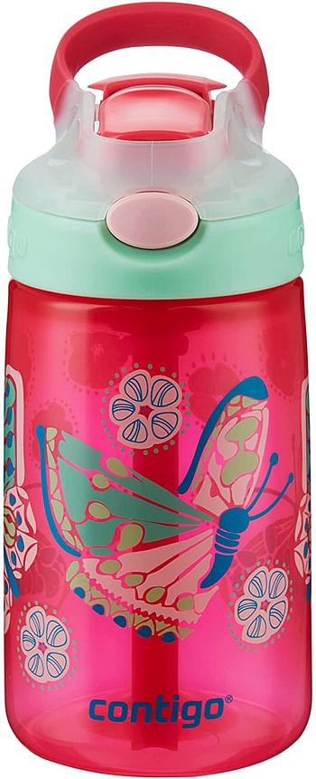 Contigo Kids Water Bottle Gizmo Flip Butterfly Sprinkles Autospout with Straw, BPA-free drinks bottle, leak-proof, ideal for kindergarten, school and sports, 420 ml