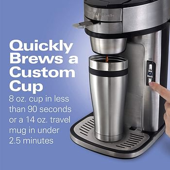 Hamilton Beach Scoop Single Serve Coffee Maker, Unique Heater for Hotter Faster Better Taste, Simple Scoop Place Brew, 220-240V 50-60 Hz UK Plug, Stainless Steel (49981-SAU) /Silver/250 Milliliters