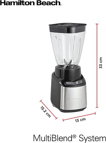 Hamilton Beach Stay or Go Blender, 1L Jar, 250ml Jar for Grinding, Two 500 ml Portable Cups for Smoothies, Shatterproof Tritan Jars, 250 watts, Stainless Steel, 52400-SAU/Multicolor/650 watts