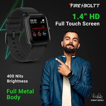 Fire-boltt SPO2 full touch 1.4 inch smart watch 400 nits peak brightness metal body 8 days battery life with 24 /1.4" Pink/1.4 inch*7 heart rate monitoring ipx7 with blood oxygen, fitness, sports & sleep tracking pink