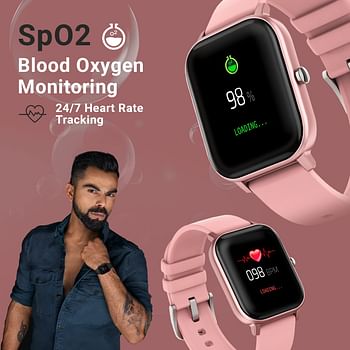 Fire-boltt SPO2 full touch 1.4 inch smart watch 400 nits peak brightness metal body 8 days battery life with 24 /1.4" Pink/1.4 inch*7 heart rate monitoring ipx7 with blood oxygen, fitness, sports & sleep tracking pink