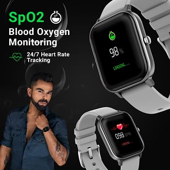 Fire-boltt SPO2 full touch 1.4 inch smart watch 400 nits peak brightness metal body 8 days battery life with 24*7 heart rate monitoring ipx7 with blood oxygen, fitness, sports & sleep tracking grey