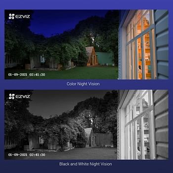 كاميرات EZVIZ BC1 اللاسلكية الخارجية 1080 بكسل بطارية خارجية واي فاي، عمر بطارية 365 يومًا، رؤية ليلية ملونة، صوتيات في اتجاهين، مجموعة كاميرا مع قاعدة واحدة، أليكسا، CS-BC1-B2، كاميرا BC1-2