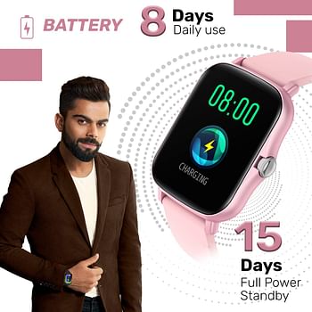 Fire-boltt beast SPO2 1.69” industry’s largest display size full touch smart watch with blood oxygen monitoring, heart rate monitor, multiple watch faces & long battery life (pink)