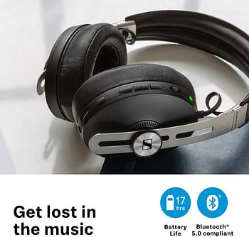 Sennheiser M3AEBTXL Momentum Wireless Noise Cancelling Headphones With Auto On/Off, Smart Pause Functionality And Smart Control App - Black  , /One Size