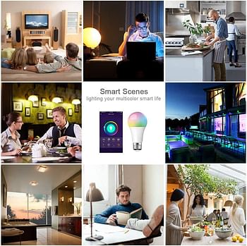 SKY-TOUCH 2PCS Smart LED Bulb E27 جهاز التحكم عن بعد لون قابل للتعديل يعمل مع Amazon Alexa/Echo Google Home/Assistant IFTTT 220V/230V 10W 3000K 1050lm