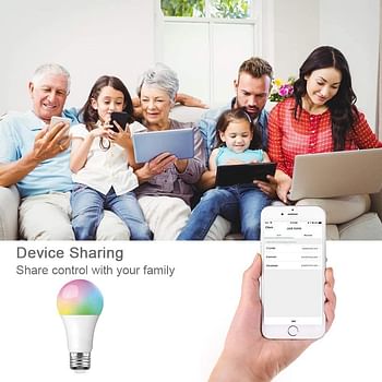 SKY-TOUCH 2PCS Smart LED Bulb E27 جهاز التحكم عن بعد لون قابل للتعديل يعمل مع Amazon Alexa/Echo Google Home/Assistant IFTTT 220V/230V 10W 3000K 1050lm