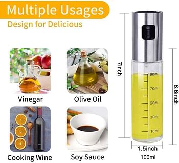 Showay Sprayer Dispenser,Olive Oil Sprayer, Spray Bottle for Oil Versatile Glass Spray Olive Oil Bottle for Cooking,Vinegar Bottle Glass,for Cooking,Baking,Roasting,Grilling