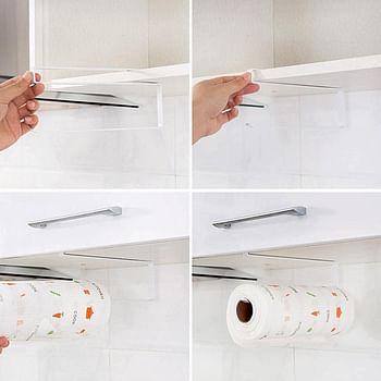 PaPer Towel Holder Towel Rack Towel Bar Hooks for Kitchen, Dispenser Under Cabinet Paper Roll Holders for Kitchen Bathroom Hanging Paper Towel Rack Paper Towels Rolls/White/One size