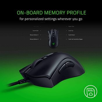 Razer DeathAdder V2 Mini with Mouse Grip Tapes Gaming Mouse, 20K DPI Optical Sensor Switch, Chroma RGB Lighting, 8 Programmable Buttons - Black - RZ01-03340100-R3M1