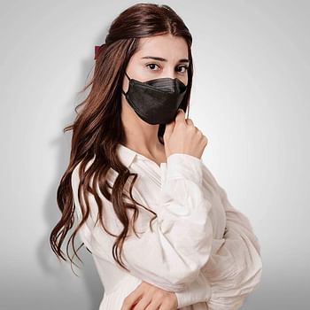 (10 Pcs) Black Face Mask, Made In Korea Individually Packed 4 Layer Protection 3D Structure /One Size